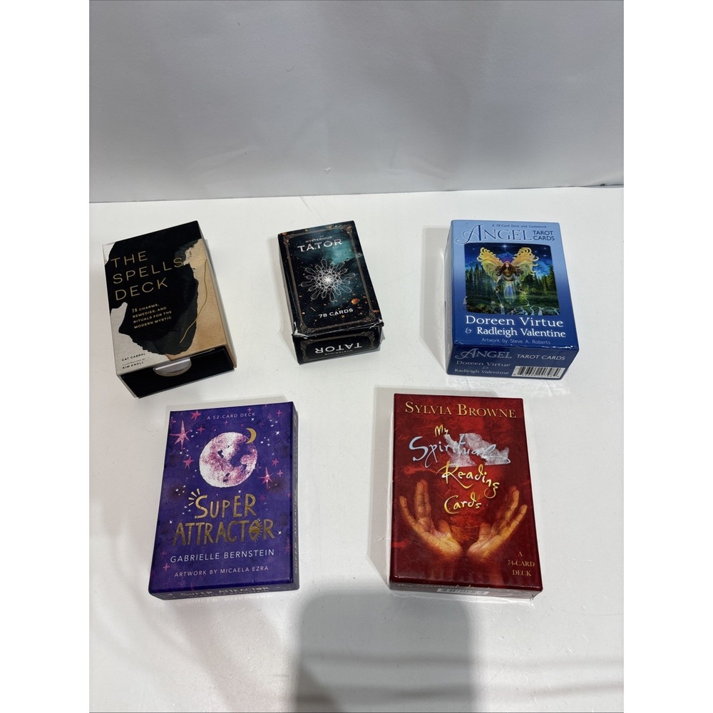 Lot of 5 Tarot Spell Angel Spiritual Cat Bernstein Sylvia Brown Virtue Valentine
